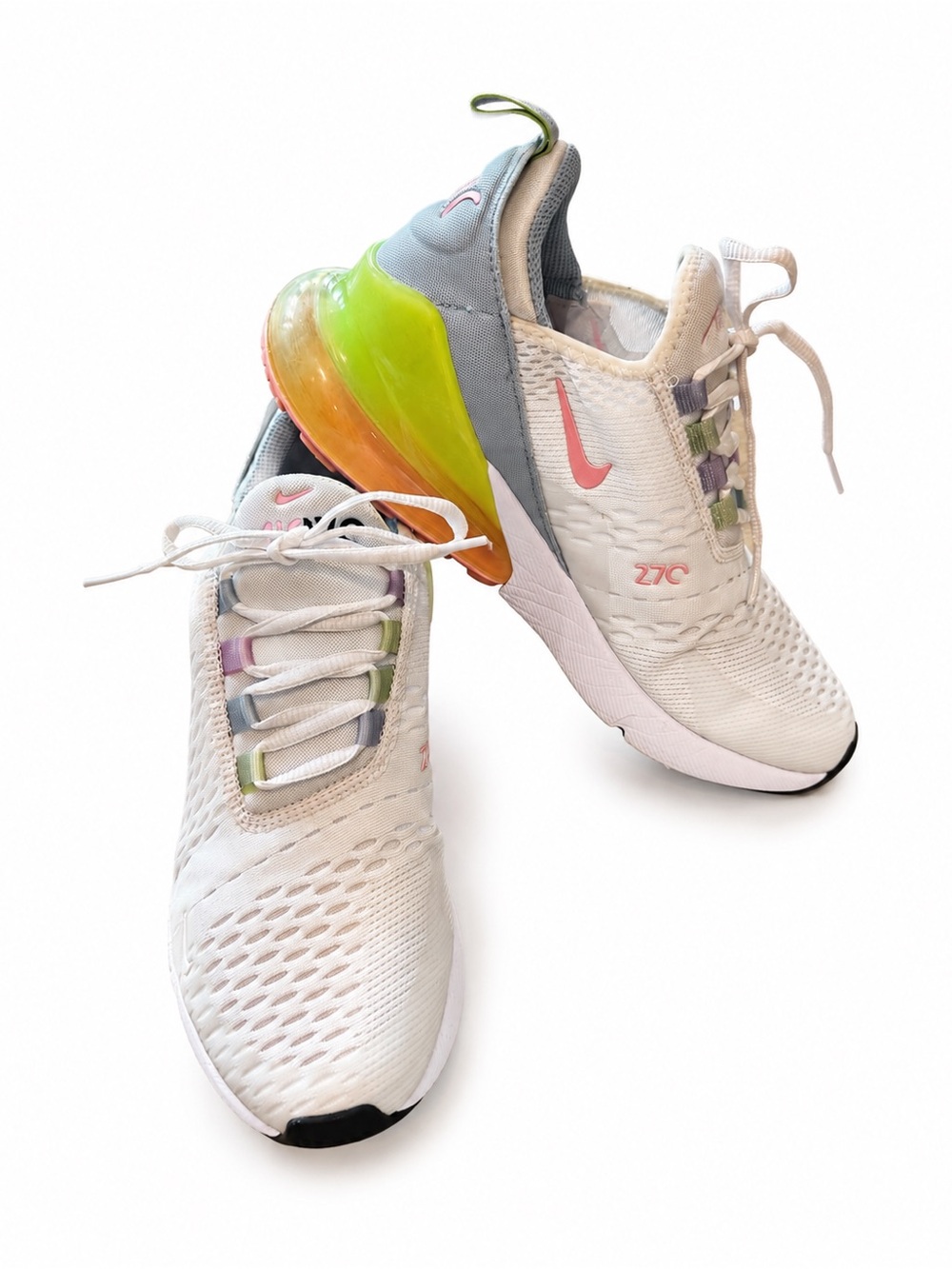 Nike Air Max 270 White Pink Green Youth Size 7Y Sneakers DD4459-100